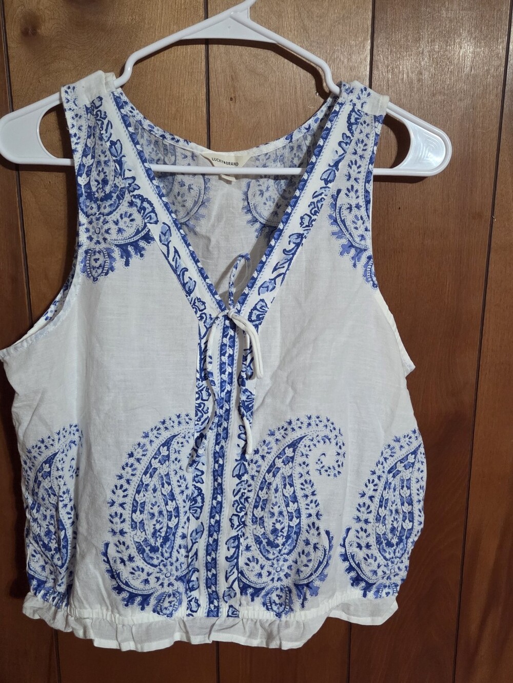 NWT Lucky Brand Blue And White Pasley Tank Top Size Medium